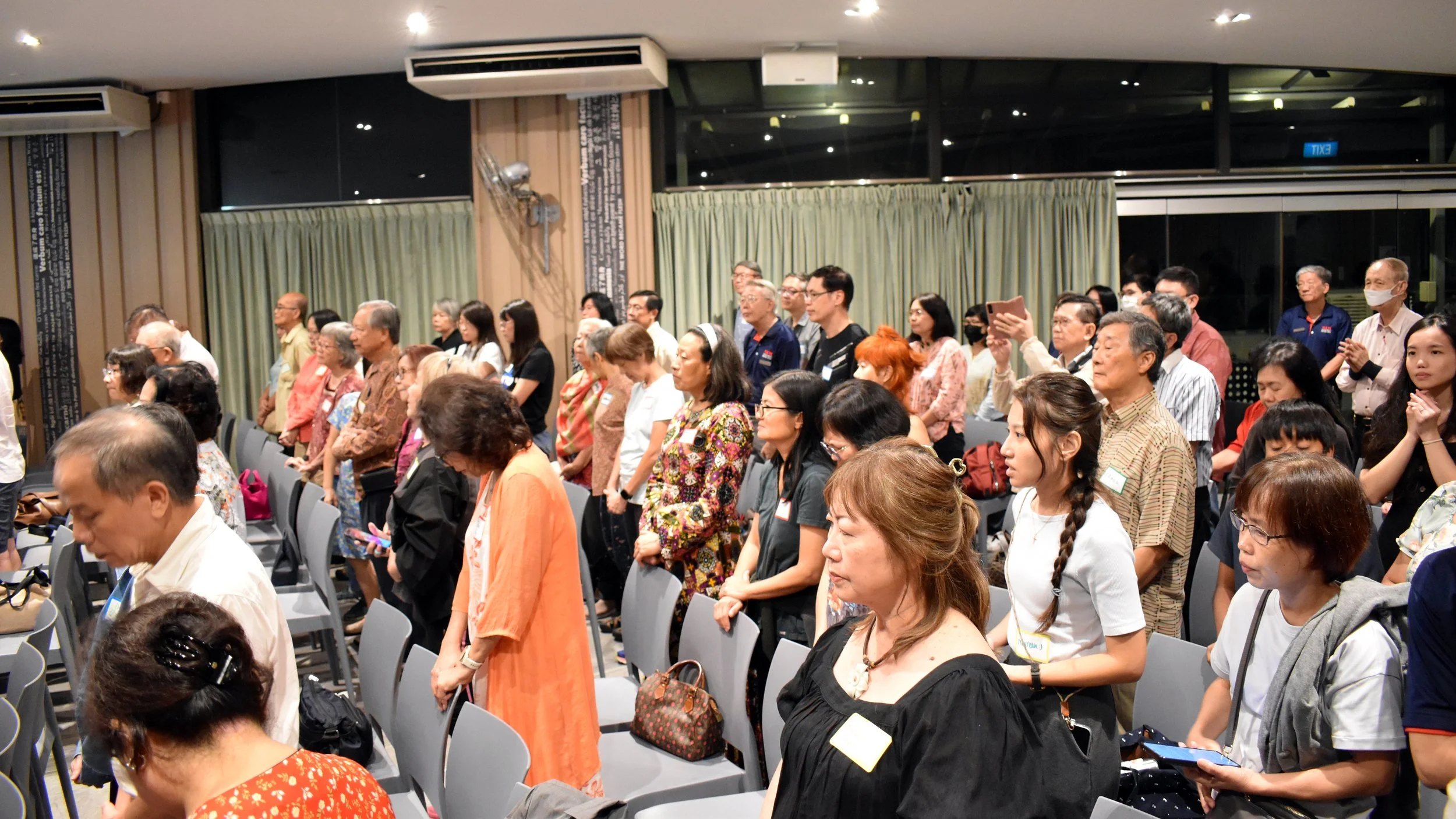 Congregation praying